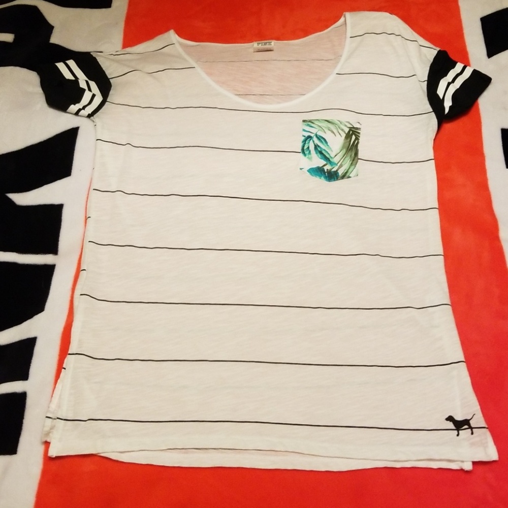 PINK tropical striped tee
